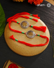 Two Tone Mandala Silver Rakhi And Lumba Set