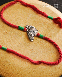 Peacock Silver Rakhi And Lumba Set