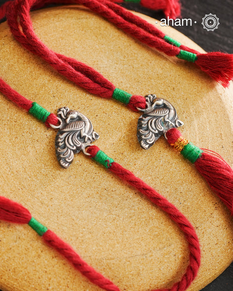 Peacock Silver Rakhi And Lumba Set