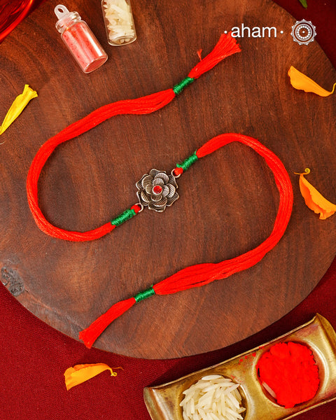 Beautiful Flower Rakhi crafted in silver.
Make this Rakshabandhan Memorable with this handcrafted Rakhi for an ever-lasting Knot