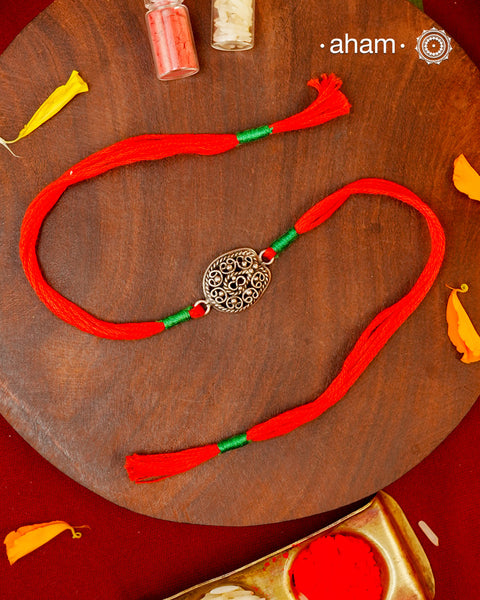 Beautiful Flower Rakhi crafted in silver.
Make this Rakshabandhan Memorable with this handcrafted Rakhi for an ever-lasting Knot and the Eternal protection of Lord Shiva.
