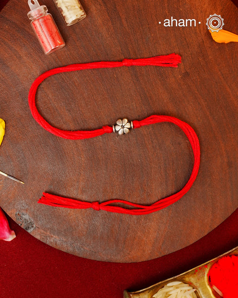 Flower Bead Silver Rakhi