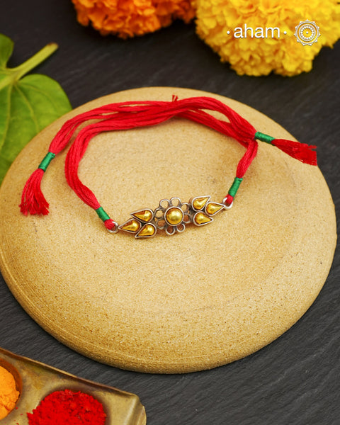 Bandhel Two Tone Silver Rakhi