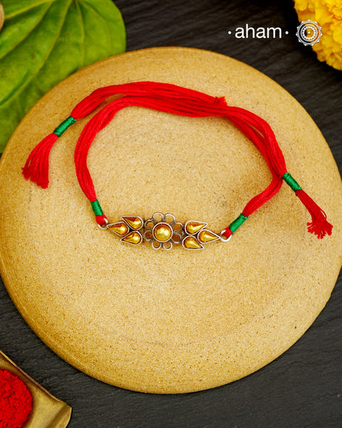 Bandhel Two Tone Silver Rakhi
