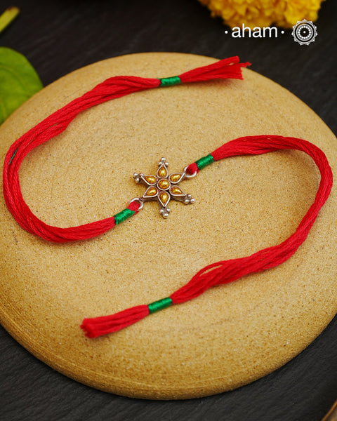 Bandhel Two Tone Silver Rakhi