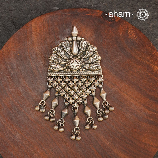 Handcrafted 92.5 sterling Silver Pendant Earring Set. Wear this beautiful Set with your Indian or Western wear, looks equally gorgeous.