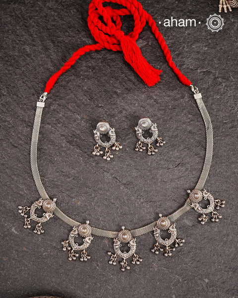 Mewad Silver Neckpiece & Earrings Set