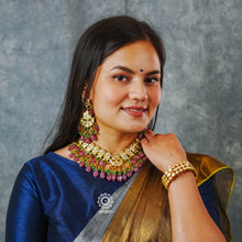 Parrot Kundan Gold Polish Silver Neckpiece & Earrings Set