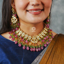 Parrot Kundan Gold Polish Silver Neckpiece & Earrings Set