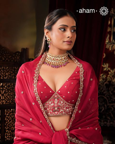 Kundan Drop Gold Polish Silver Choker & Earrings Set