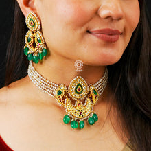 Beautiful handcrafted silver gold polish Choker with Kundan work