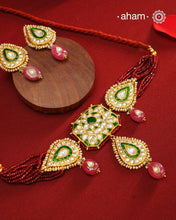 Kundan Gold Polish Silver Neckpiece & Earrings Set
