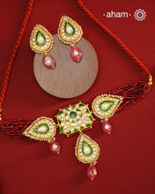 Kundan Gold Polish Silver Neckpiece & Earrings Set