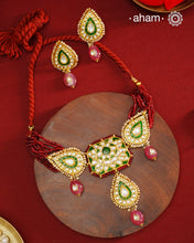 Kundan Gold Polish Silver Neckpiece & Earrings Set