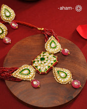 Kundan Gold Polish Silver Neckpiece & Earrings Set