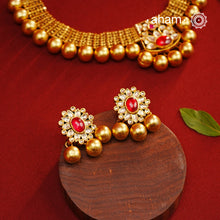 Kundan Gold Polish Silver Neckpiece & Earrings Set