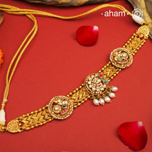 Kundan Gold Polish Silver Choker Set