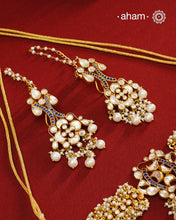 Kundan Pearl Gold Polish Silver Neckpiece & Earrings Set