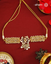 Kundan Pearl Gold Polish Silver Neckpiece & Earrings Set
