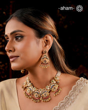 Kalignathi Gold Polish Silver Neckpiece & Earrings Set