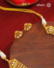 Gold Polish Silver Neckpiece & Earrings Set
