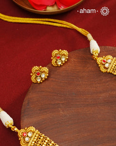 Gold Polish Silver Neckpiece & Earrings Set