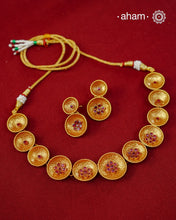 Gold Polish Silver Neckpiece & Earrings Set