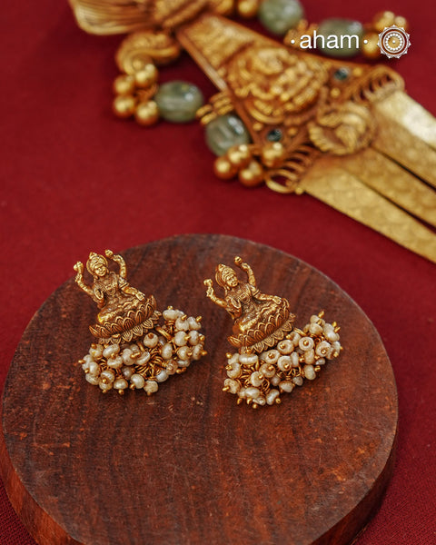 Laxmiji Gold Polish Silver Pendant & Earring Set