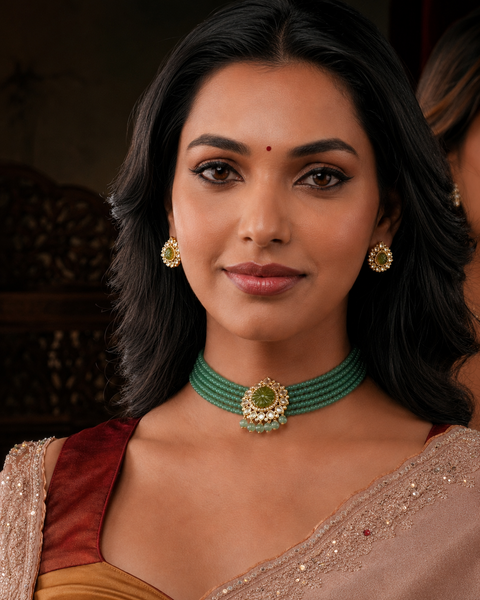 Experience the brilliance of the Moissanite Gold Polish Silver Neckpiece & Earrings Set, expertly crafted in 92.5% silver with a refined gold polish. This set features moissanite stones that closely mimic the sparkle of real diamonds, elegantly strung on green beads for a sophisticated look. Perfect for adding timeless elegance to any ensemble, it combines classic design with exquisite craftsmanship.