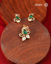 Moissanite Gold Polish Silver Pendant Earring Set