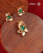 Moissanite Gold Polish Silver Pendant Earring Set