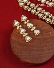 Moissanite Gold Polish Silver Neckpiece & Earrings Set