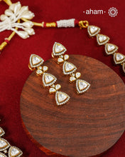 Moissanite Gold Polish Silver Neckpiece & Earrings Set