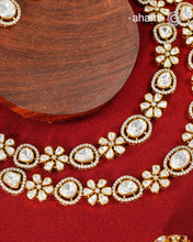 Moissanite Gold Polish Silver Neckpiece & Earrings Set