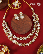 Moissanite Gold Polish Silver Neckpiece & Earrings Set