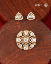 Moissanite Gold Polish Silver Pendant Earring Set