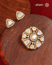 Moissanite Gold Polish Silver Pendant Earring Set