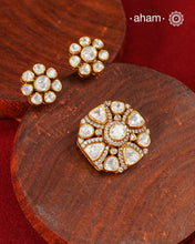 Moissanite Gold Polish Silver Pendant Earring Set