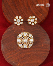 Moissanite Gold Polish Silver Pendant Earring Set