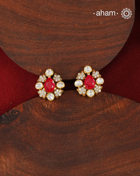 Moissanite Peacock Gold Polish Silver Pendant Earring Set