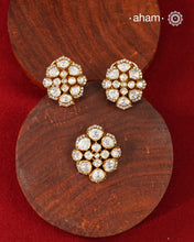 Moissanite Gold Polish Silver Pendant Earring Set