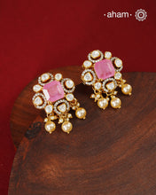 Moissanite Gold Polish Silver Pendant Earring Set
