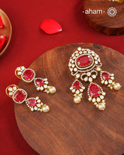 Moissanite Gold Polish Silver Pendant Earring Set