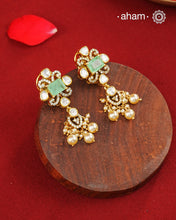 Moissanite Peacock Gold Polish Silver Pendant Earring Set