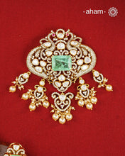 Moissanite Peacock Gold Polish Silver Pendant Earring Set