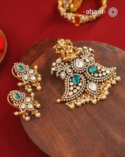 Moissanite Ganesha Gold Polish Silver Pendant Earring Set