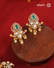 Moissanite Ganesha Gold Polish Silver Pendant Earring Set