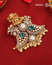 Moissanite Ganesha Gold Polish Silver Pendant Earring Set