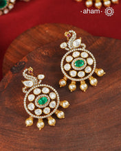 Swan Moissanite Gold Polish Silver Pendant Earring Set