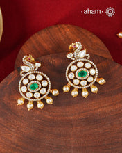Swan Moissanite Gold Polish Silver Pendant Earring Set